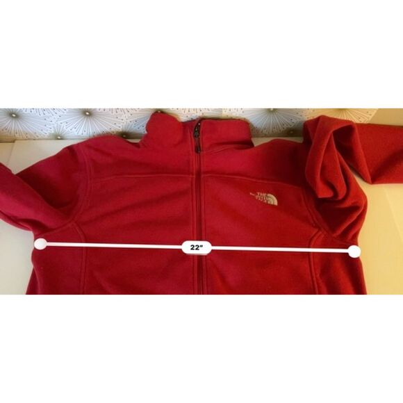 The North Face Windwall full zip fleece jacket in bright red. Size M. - Picture 8 of 9